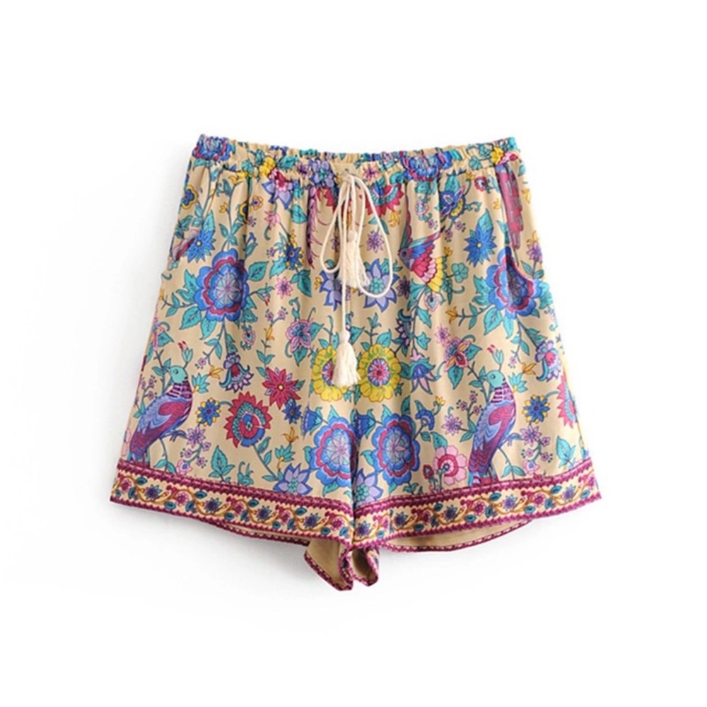 Gypsy Lovebird Boho Cotton Drawstring Shorts - Picture 4 of 7